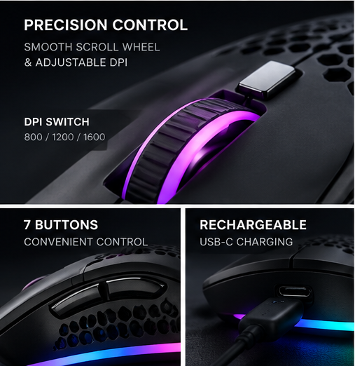 RGB Wireless Gaming Mouse | Rechargeable