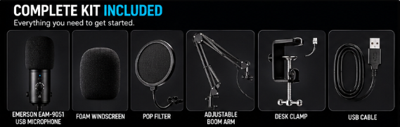 Emerson EAM-9051 USB Condenser Microphone Kit
