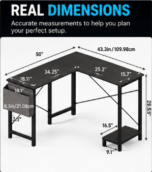 L-Shaped Gaming & Computer Desk with Storage | Modern Corner Office Desk