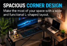 L-Shaped Gaming & Computer Desk with Storage | Modern Corner Office Desk